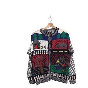 Lucia Vintage 90’s Medium Embroidered‎ Pine Tree Cottagecore Cardigan Artsy